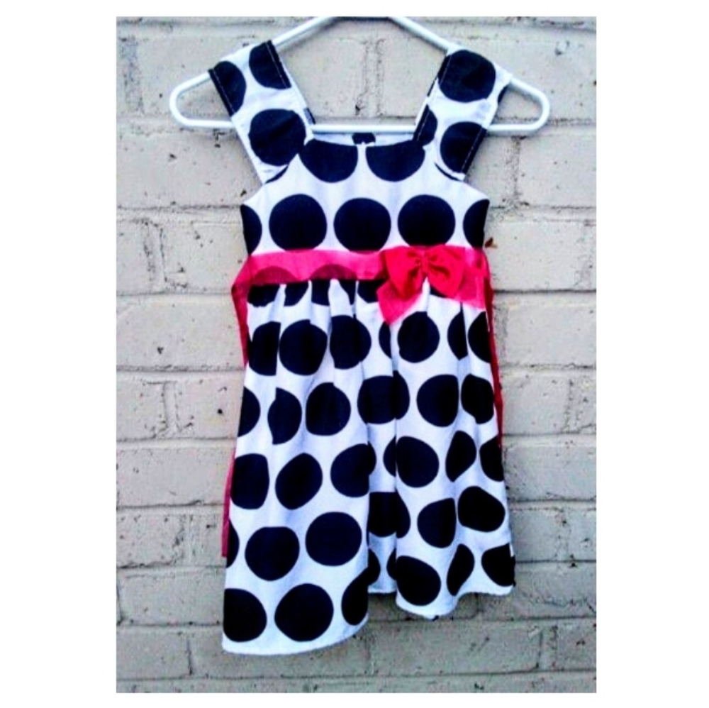 Girls Black & White Polka Dot Dress Size 5